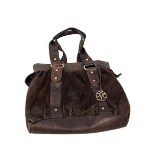 Johnston Murphy Hobo Shoulder Bag Studded Croc Leather Retro Career Chic Classic